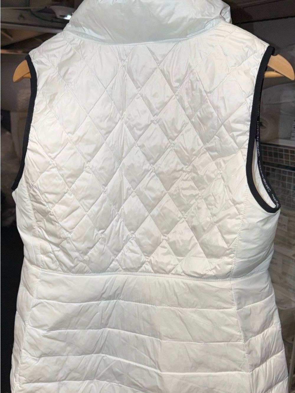 Calvin Klein white down Quilted Vest with Black Trim - Picture 3 of 5